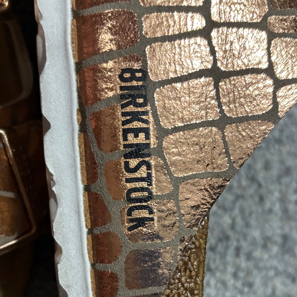 Birkenstock Metallic Croc-Pattern Sandals - Picture 14 of 15